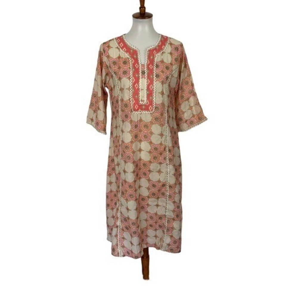Libas Kurta Dress XL Floral‎ Print Ethnic Long Sleeve Boho Festival
